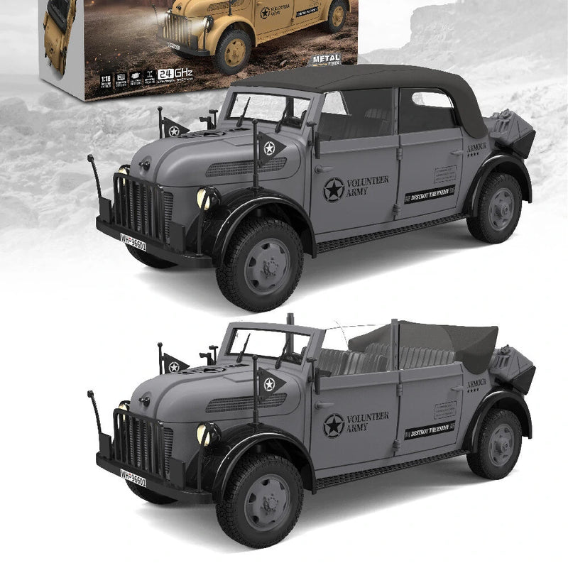 HG HG4-51 TRASPED 1/18 2.4G 4WD RC Car STEYR 1500A Command Vehicle LED Light Simulated Sound Smoke Crawler Off-Road Climbing Truck RTR Full Proportional Models Toys