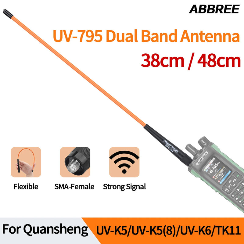 ABBREE AR-795 Walkie Talkie Antenna UV-795 Dual Band High Gain SMA-Female V/UHF Antenna for Baofeng UV-5R UV-32 UV-21 PRO Quansheng K5 TK11