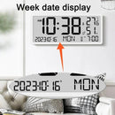 Large LCD Digital Wall Clock Temperature Humidity Display Alarm Clock Hanging/Desktop Digital Clock Plugged in Electronic Desktop Clock for Home and Offices