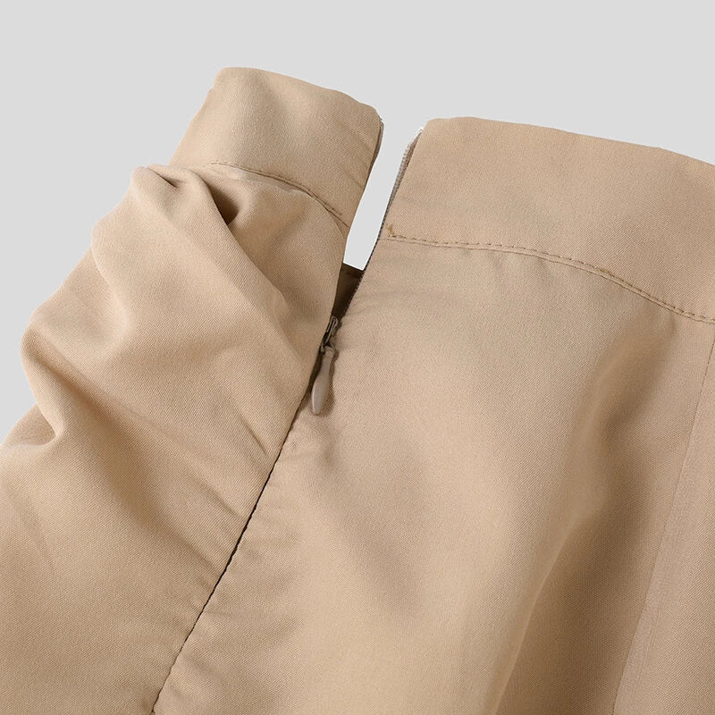 INCERUN Mens Deconstructed Ruched Design Pant Fashion Solid Color Casual Long Trousers with Side Zipper Large Size for Men S-5XL
