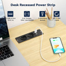 2Pcs Table Socket with 2 USB 2 Sockets Built-in Socket 2-Way Installation Power Strip with 2 Screws for Kitchen Furniture or Worktops Recessed Socket 1.8 Cable16 A/3500 W