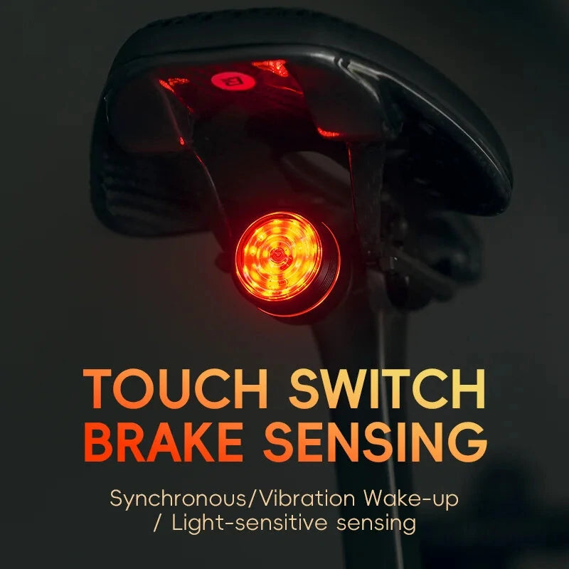 ROCKBROS BL-S2 Smart Brake Sensing Bike Taillight 400mAh Battery  Touch Control Light Sensing 6 Lighting Modes IPX6 Waterproof Type-C Rechargeable Vibration Sensor Bicycle Rear Light