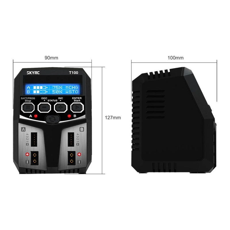 SKYRC T100 DUAL 5A 2X50W Balance Charger for 2-4S LiPo/LiIon/LiFe/LiHV Battery
