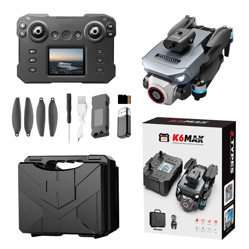 XKJ K6 MAX WiFi FPV with LCD Screen Controller HD Dual Camera Servo Gimbal 360 Obstacle Avoidance Brushless Foldable RC Drone Quadcopter RTF