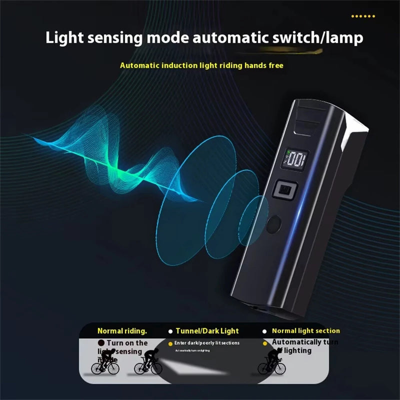 BIKIGHT Intelligent Light-sensing Bicycle Headlight 1500mAh Power Bank Flashlight Handlebar Waterproof USB Charging Bike Front Light for MTB Outdoor Safe Night Riding