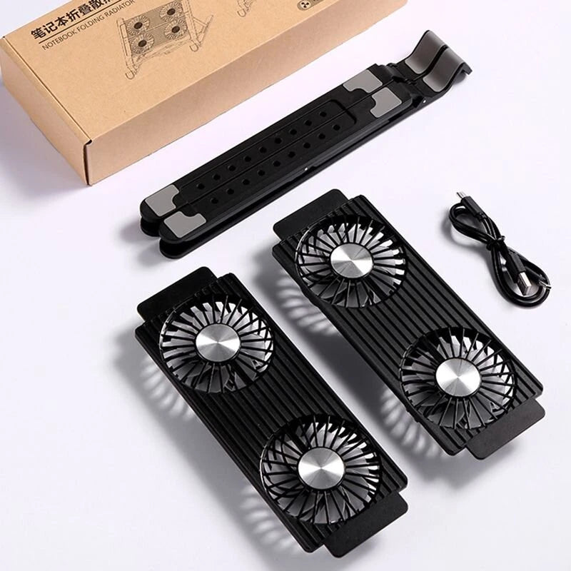 Foldable Alloy Laptop Stand with RGB Lights Silent 4-Fan Design for Portable Gaming Notebook 11-17.3 Inch