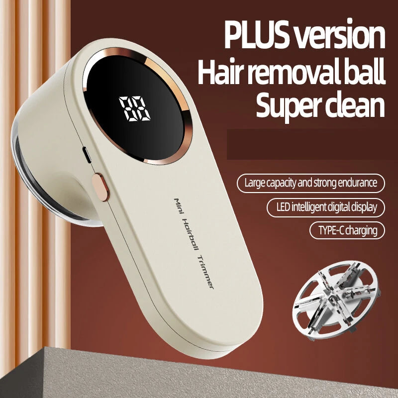 Intelligent Digital Display Fabric Shaver Hair Ball Trimmer Portable Lint Remover with 6 Blade Cutter Head Type C Fast Charging