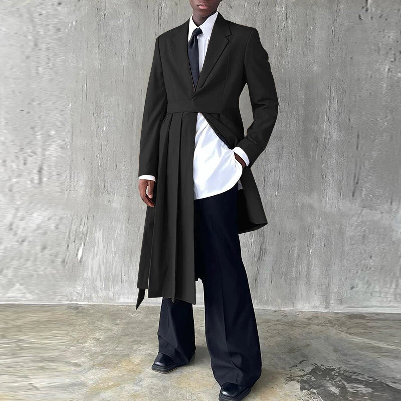 INCERUN Mens Asymmetrical Hem Long-Sleeve Blazer Fashion Solid Color Design Party Casual Blazer for Male S 5XL