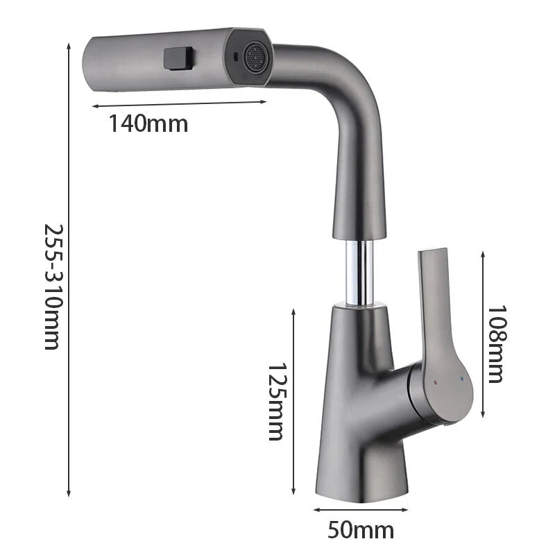 Pull Out Basin Faucet 360 Rotatable 304 Stainless Steel Kitchen Sink Mixer Tap with Pull Out Sprayer Hot And Cold Dual Control