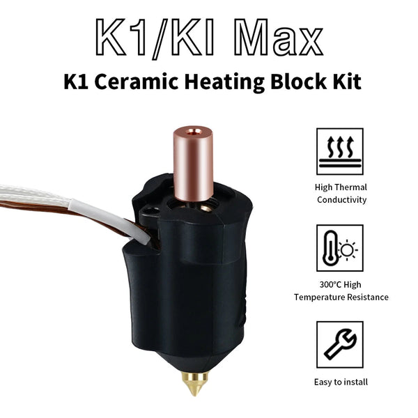 TWO TREES K1/K1Max Ceramic Hot End Kit 300C High Temperature 32 mm/s High Flow Rate 600 mm/s Print Speed for 3D Printer PLA ABS PETG Nylon
