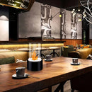 16x27cm Desktop Alcohol Fireplace Lamp Indoor Stainless Steel Small Portable Heating Stove Round Glass Creative Atmosphere Lamp