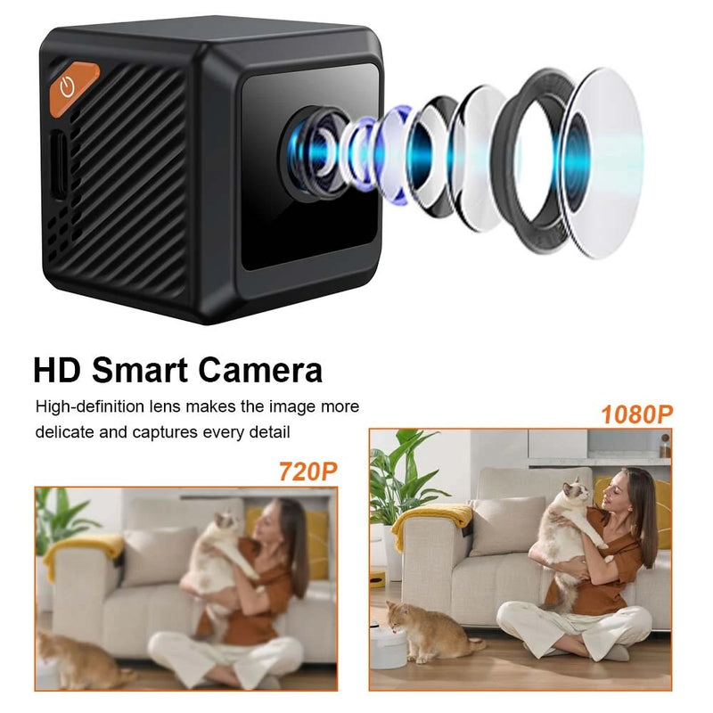 W02 1080p HD Smart Camera Infrared Night Vision Wireless WiFi Camera 140 Wide Angle Motion Detection Magnetic Mount Type-C Charging Mini Cameras