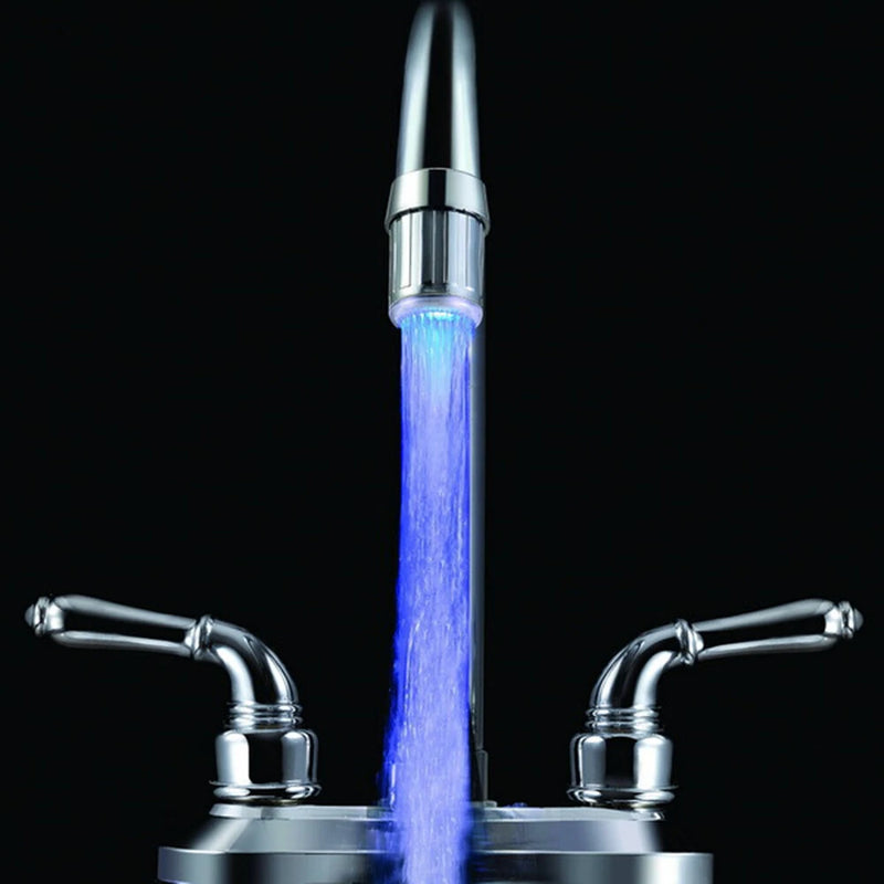 Colorful LED Light Basin Sink Faucet Temperature Sensor Light Color Changing Hydropower with Adapter