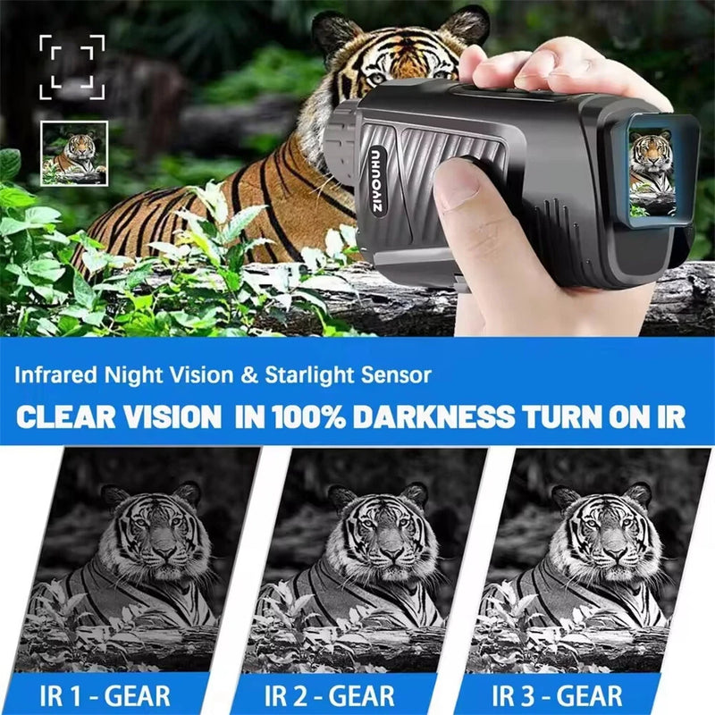 ZIYOUHU Portable 300M Night Vision Monocular Camera 7X Zoom 1080P HD Infrared Digital Telescope for Hunting Camping
