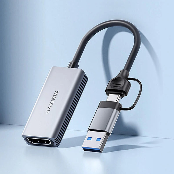 HAGiBiS USB 3.0 Video Capture Card HD to USB/Type-C Game Grabber Record 1080P/60Hz Aluminum Alloy Shell MS2130 for Switch Xbox PS4/5 Live Broadcast