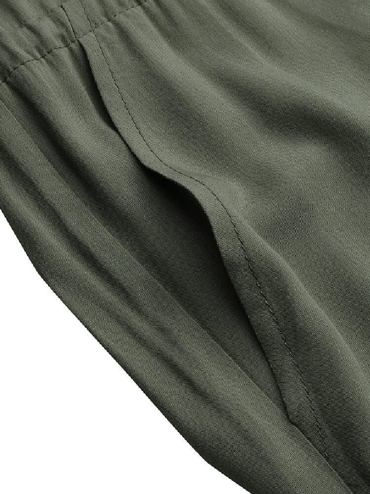 Women Button Front Camp Collar Cargo Style Short Sleeve Jumpsuits With Pocket