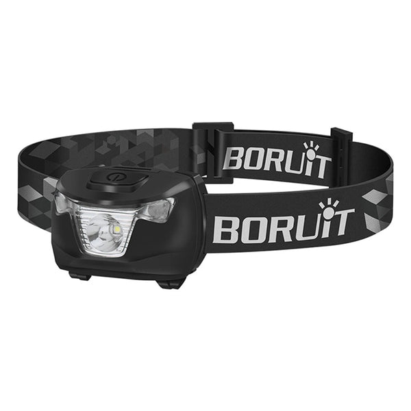 BORUiT White Red Light LED Headlamp Use AAA Battery 4 Modes Super Bright Head Lamp Waterproof Head Torch