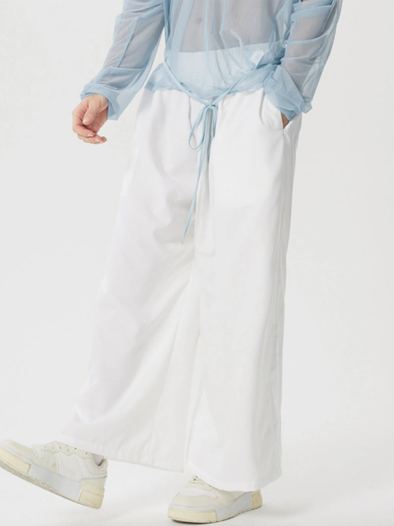 INCERUN Mens Solid Color Comfortable Loose Fit Elastic Pants