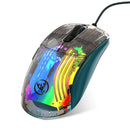 HXSJ X400 Wired Gaming Mouse Transparent Ergonomic RGB Backlight 7 Programmable Buttons 12800 DPI High Precision