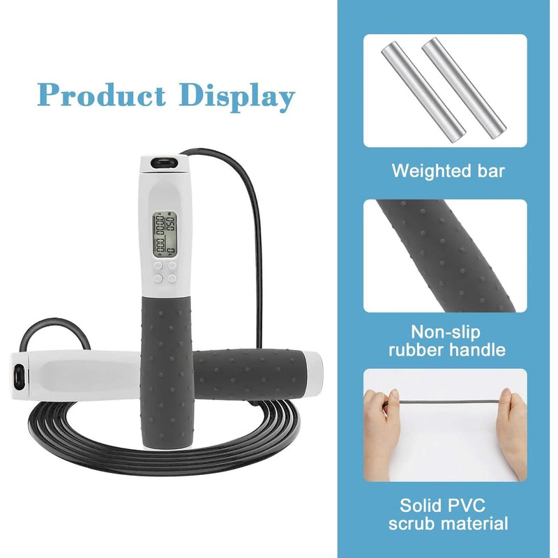 KALOAD Smart Electronic Counting Skipping Rope Adjustable Weight Length Jumping Rope for Home Gym Fitness Exercise