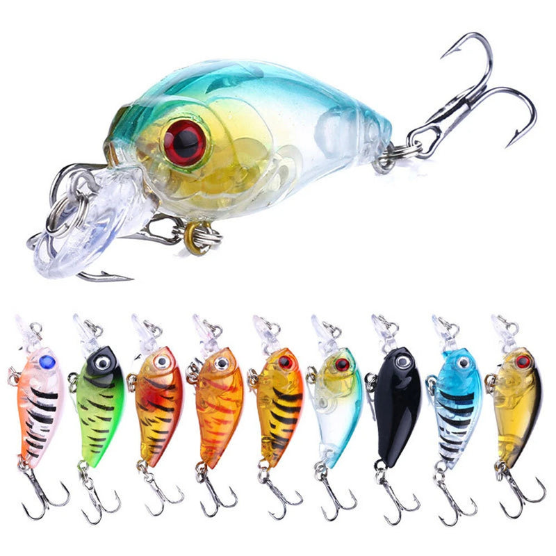 ZANLURE 15PCS 4.5cm 4g Luya Black Bass Fishing Lures 3D Metal Eyes Steel Hook Wobbler Bait for Rock Fishing