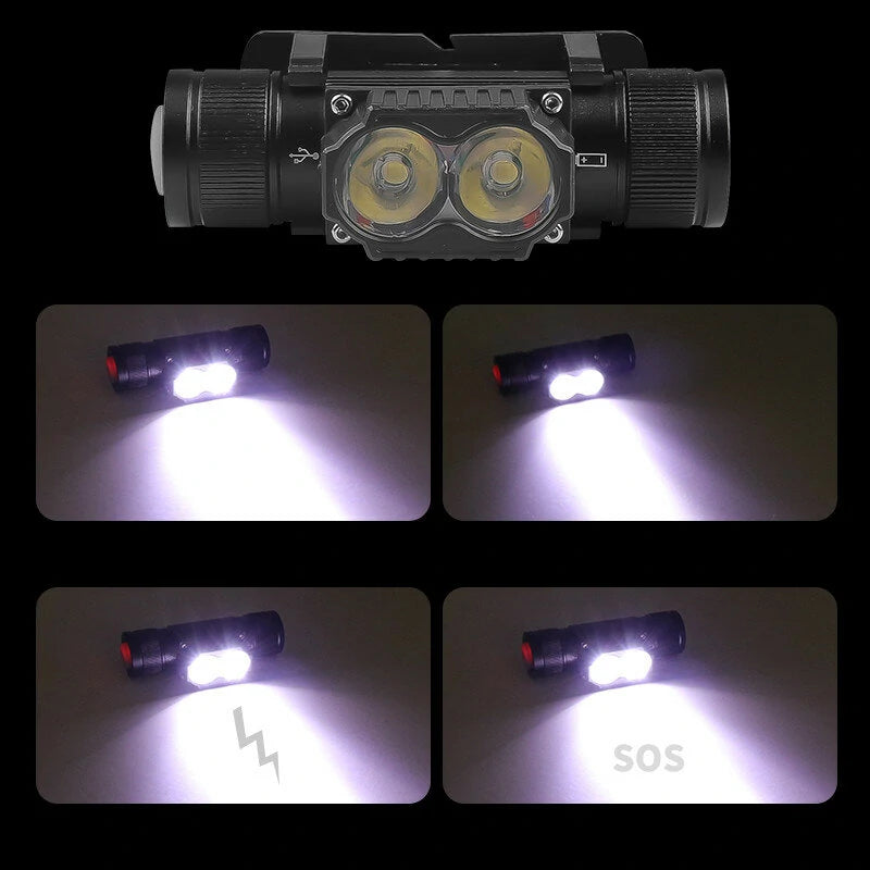 46G XTE+COB Outdoor Camping Headlamp 180LED Built in 800 mA 18650 Battery USB Rechargeable for Hiking Fishing Camping Waterproof Lamp Flashlight Headlamp