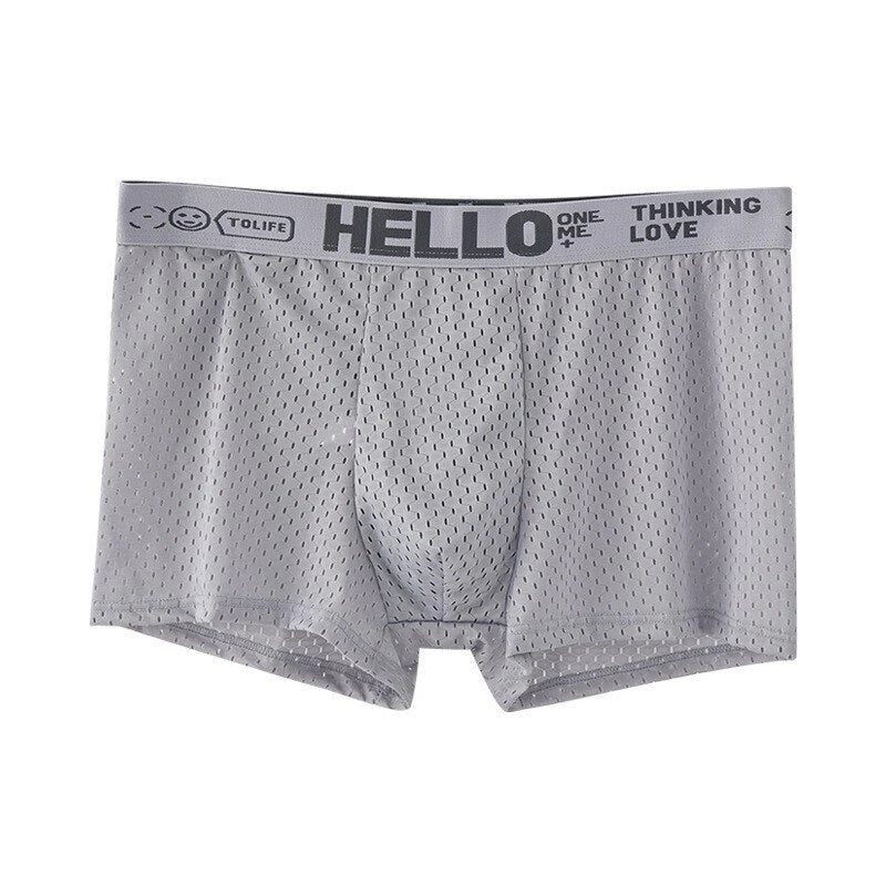 4pcs Men's Boxers Ice Silk Mesh Boxers Shorts Comfortable U Convex Pouch Underwear Loose Breathable Boxers Underpants Male Panties