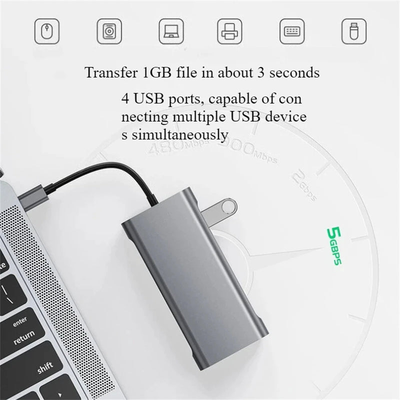Bakeey USB-C 11 in 1 Docking Station with 4K@30Hz 1080P VGA 100W PD Charging RJ45 100M SD/TF Card Reader 3.5mm Audio USB Hub
