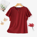 ZANZEA Women Fashion Short Sleeve Ruffles Blouse Elegant Office OL Shirt Casual O Neck Solid Tops