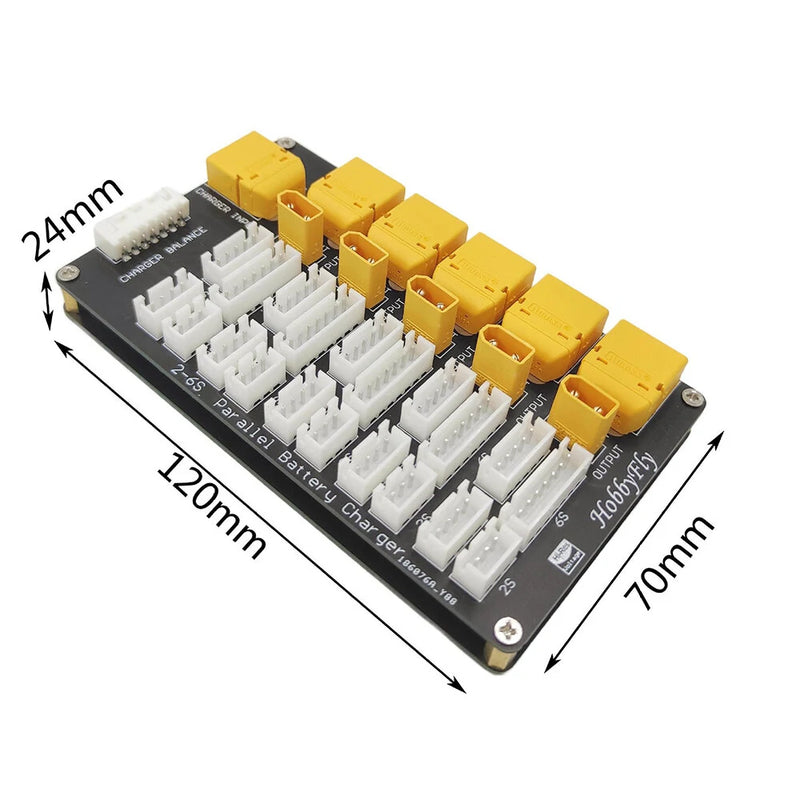 T60 XT30 Lipo Battery Parallel Charging Board 2in1 Support 2S-6S Lipo Battery for FPV Racing Drone Helicopter Airplane RC Car