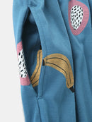 Women Cartoon Fruit Print O-Neck Loose Pants Cotton Comfy Plus Size Home Pajamas Sets