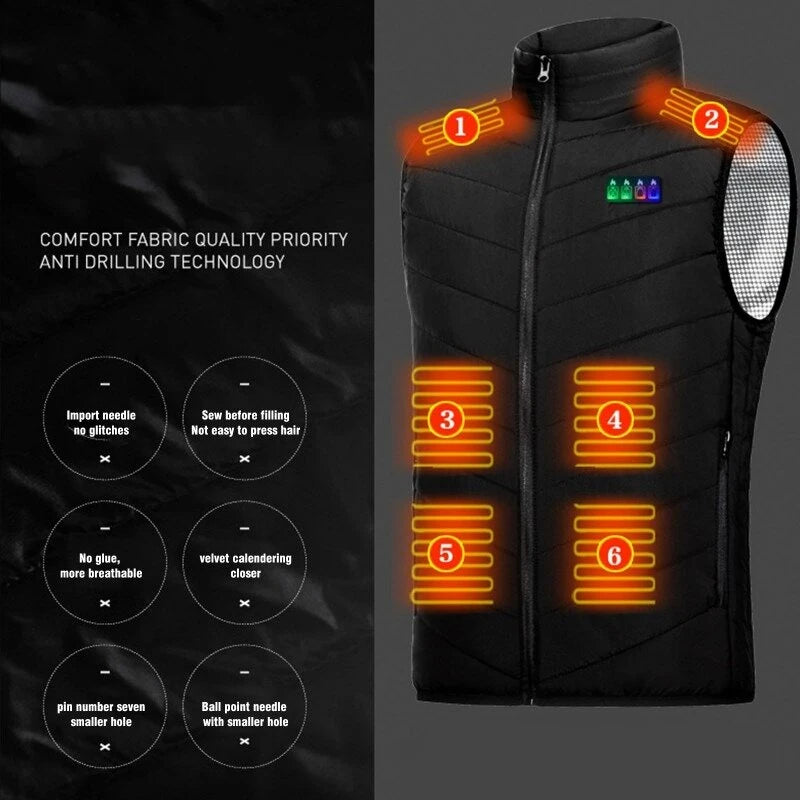TENGOO HV-15 Heating Vest 15 Areas Heated USB Electric Thermal Clothing Winter Warm Vest Outdoor Heat Coat