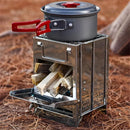 IPRee Folding Stainless Steel Oven Portable Wood Burner Camping Wood Stove Mini BBQ Grill Carry Bag Camping Supplies Fire Wood Heater