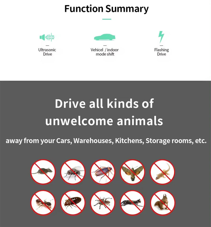 Ultrasonic Mouse Repeller Safe Pest Control Ultrasonic Car Repeller Anti Mouse Rat Shockproof Controller Electronic Ultrasonic Rodent Repeller