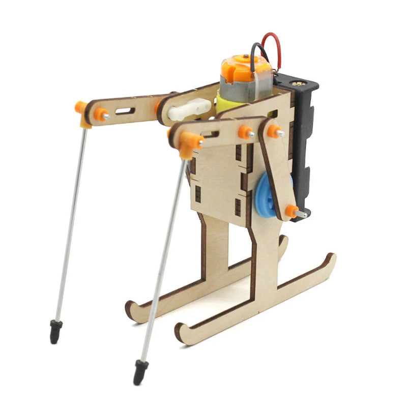 Wooden Ski Robot Model Assembly Kit DIY Children's Science Experiment Education Toy Student Technology Small Production