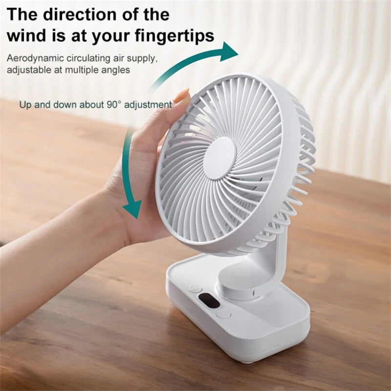 Mini Desktop Fan Shaking Usb Air Cooler 4 Gear Wind Speed 4000Mah Battey Capacity Angle Adjustment Low Noise for Office Room