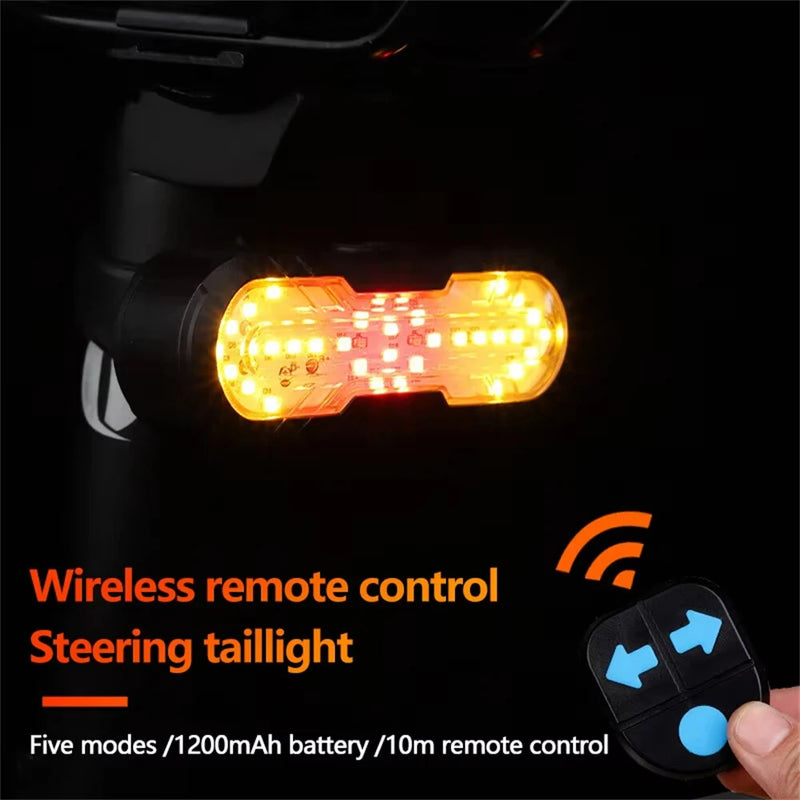BIKIGHT 2 in 1 Wireless Remote Warning Turn Bike Taillight 5 Iighting Modes 70dB Loud Bell 1200mAh Battery Type-C Rechargeable Safe Smart Rear Light with Horn for Giant Samebike Ibis MTB Bike Night Cycling Riding