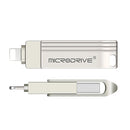Microdrive 128GB USB3.0&iP Flash Drive 2-in-1 Dual Metal Interface USB3.0 OTG Pendrive for PC Tablet Phone Projector Car Audio