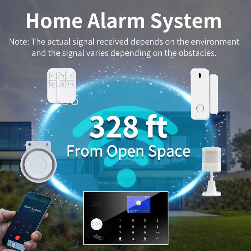 SmartHome GSM WiFi Wireless Alarm System Anti-tamper Real-time Alerts Tuya APP Remote Control 328 ft Range Smart House Wireless Security Alarm