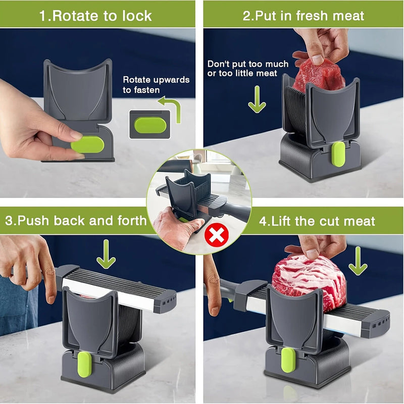 Fresh Meat Cutter Multifunctional Stainless Steel Meat Slicer Fast Meat Slice Home Kitchen Meat Cutter for Beef Lamb Pork Cuts