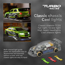 Turbo Racing C66 RTR 1/76 2.4G RWD Mini Drift RC Car with Upgrading Gyro Motor Throttle Curve Micro Full Proportional LED Light On-Road Racing Remote Control Vehicles Models Kids Children Toys