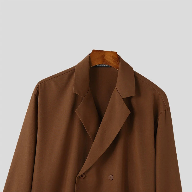 INCERUN Mens Japanese Style Loose V-Neck Shirt Suit Collar Long Sleeve Shirt Top for Male