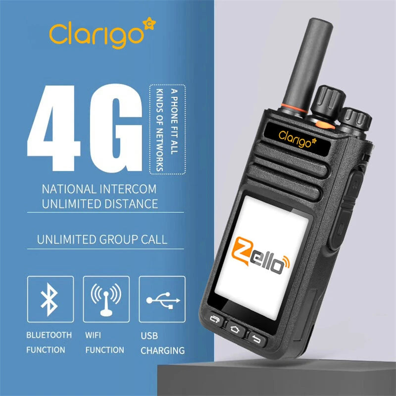 V1-M3 Zello 4G GPS Walkie Talkie Intercom 5000km Range bluetooth WiFi 2.4" Touchscreen 4000mAh
