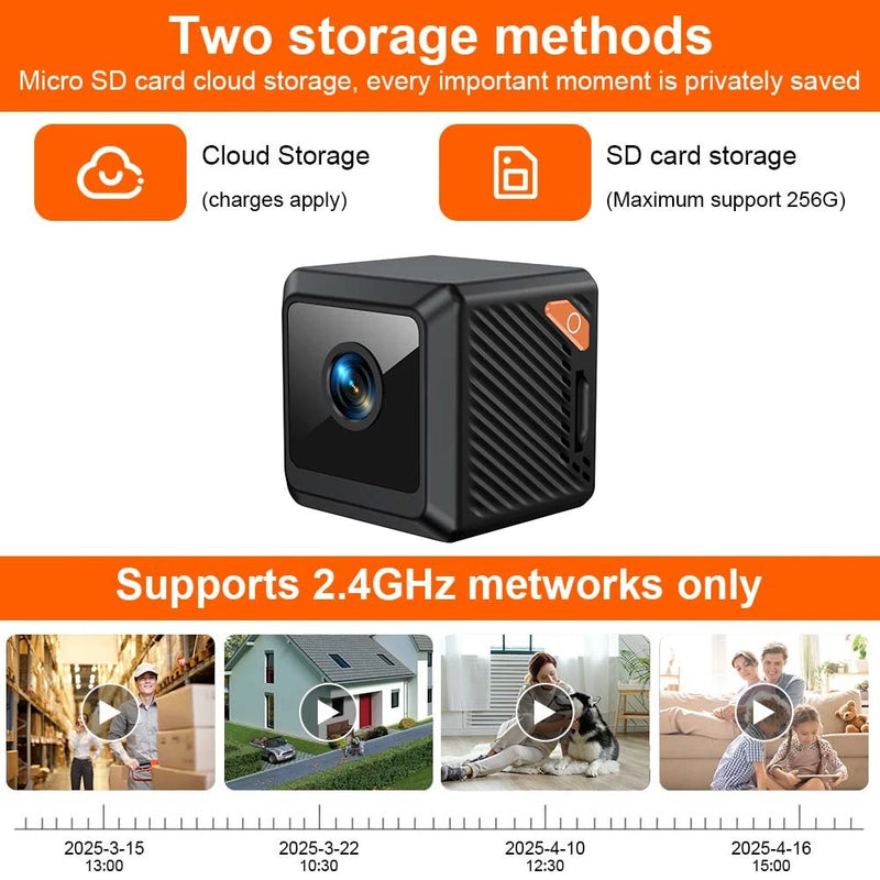 W02 1080p HD Smart Camera Infrared Night Vision Wireless WiFi Camera 140 Wide Angle Motion Detection Magnetic Mount Type-C Charging Mini Cameras