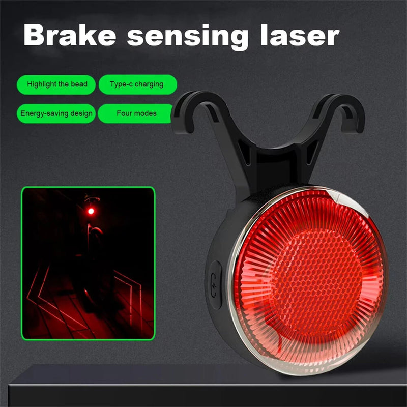 LEADBIKE LD93-LS Smart Brake Sensor Laser Bike Taillight 180 Large Floodlight 500mAh Battery 5 Light Modes Type-C Rechargeable IPX5 Waterproof Wear-resistant Bicycle Rear Light for Night Cycling