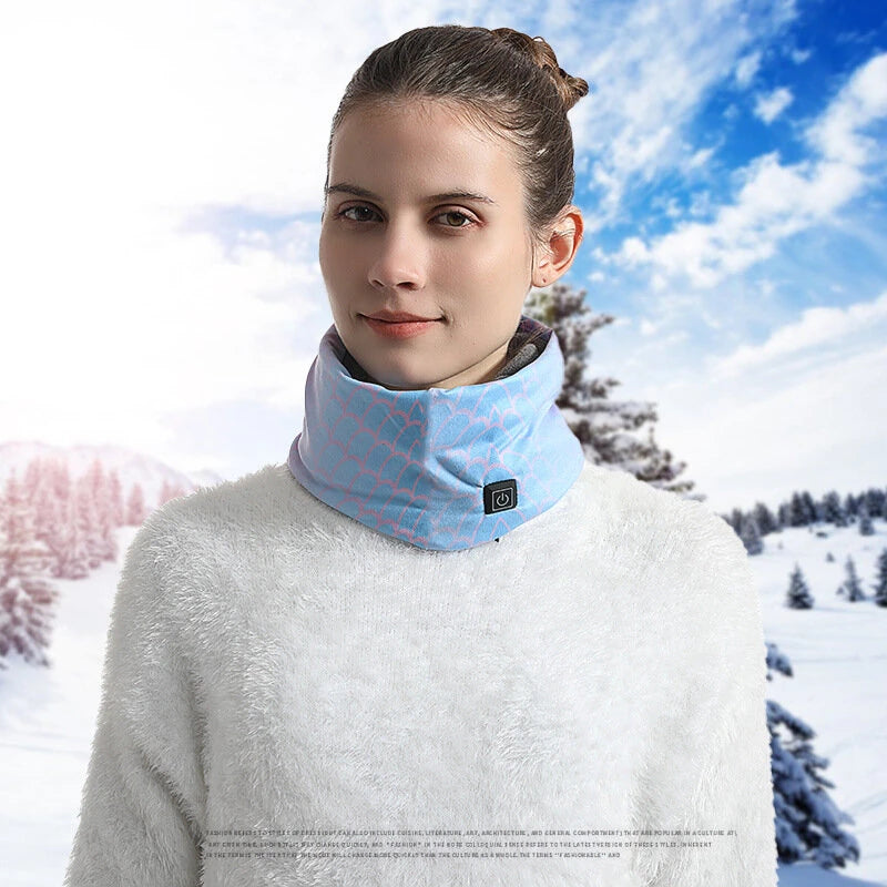 TENGOO USB Charging Electric Heated Neck Scarf 3 Gears Adjustable Intelligent Winter Warm Neckerchief Plush Collar for Men Women