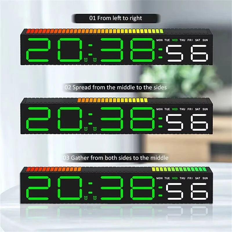 RGB Light Table Clock LED Alarm Clock Speaker Display Colorful 3 Levels Brightness Dual Mode LED Lamp Strip Rhythm Pickup Design for Home Desktop