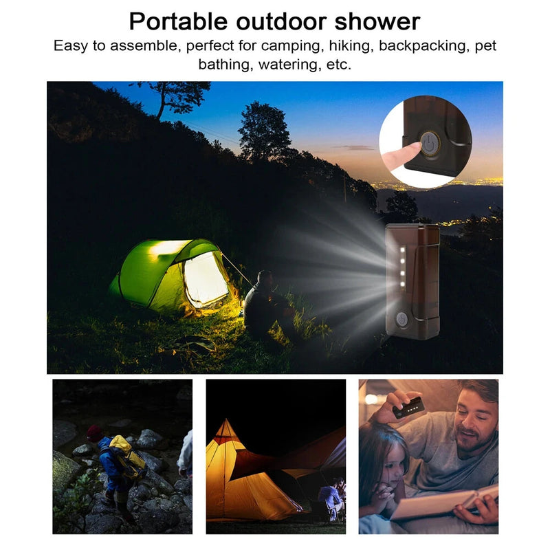 IPRee 3.5-4.5L/min Outdoor Camping Shower Portable Electric Shower Pump IPX7 with LED Light for Camping Backpacking Beach Pet Watering