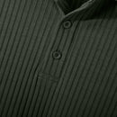 INCERUN Mens Solid Rib-Knit Short Sleeve Golf Shirt Comfy Fabric Lapel Top for Men