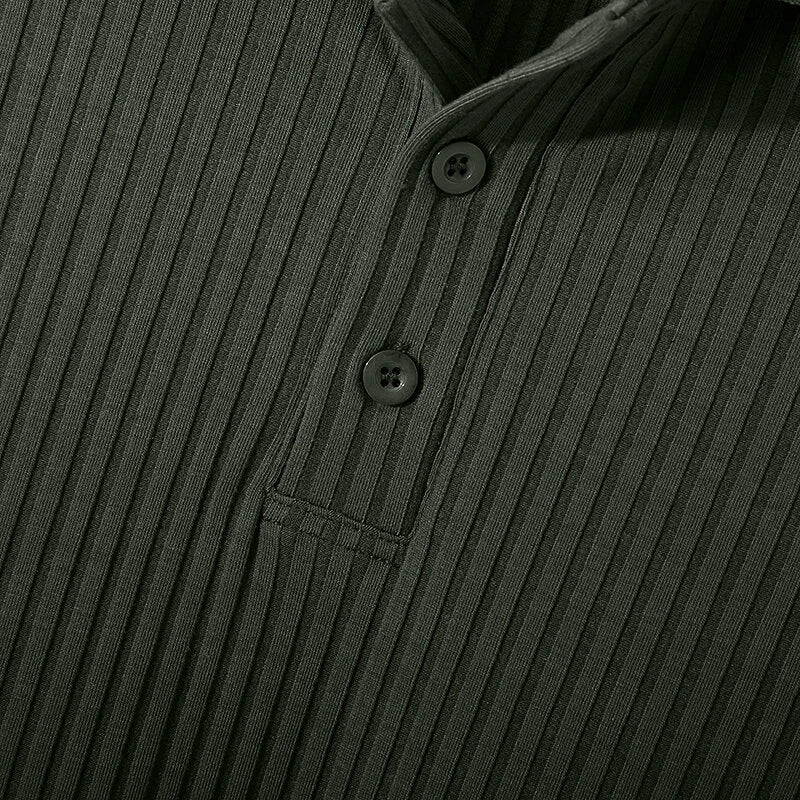 INCERUN Mens Solid Rib-Knit Short Sleeve Golf Shirt Comfy Fabric Lapel Top for Men